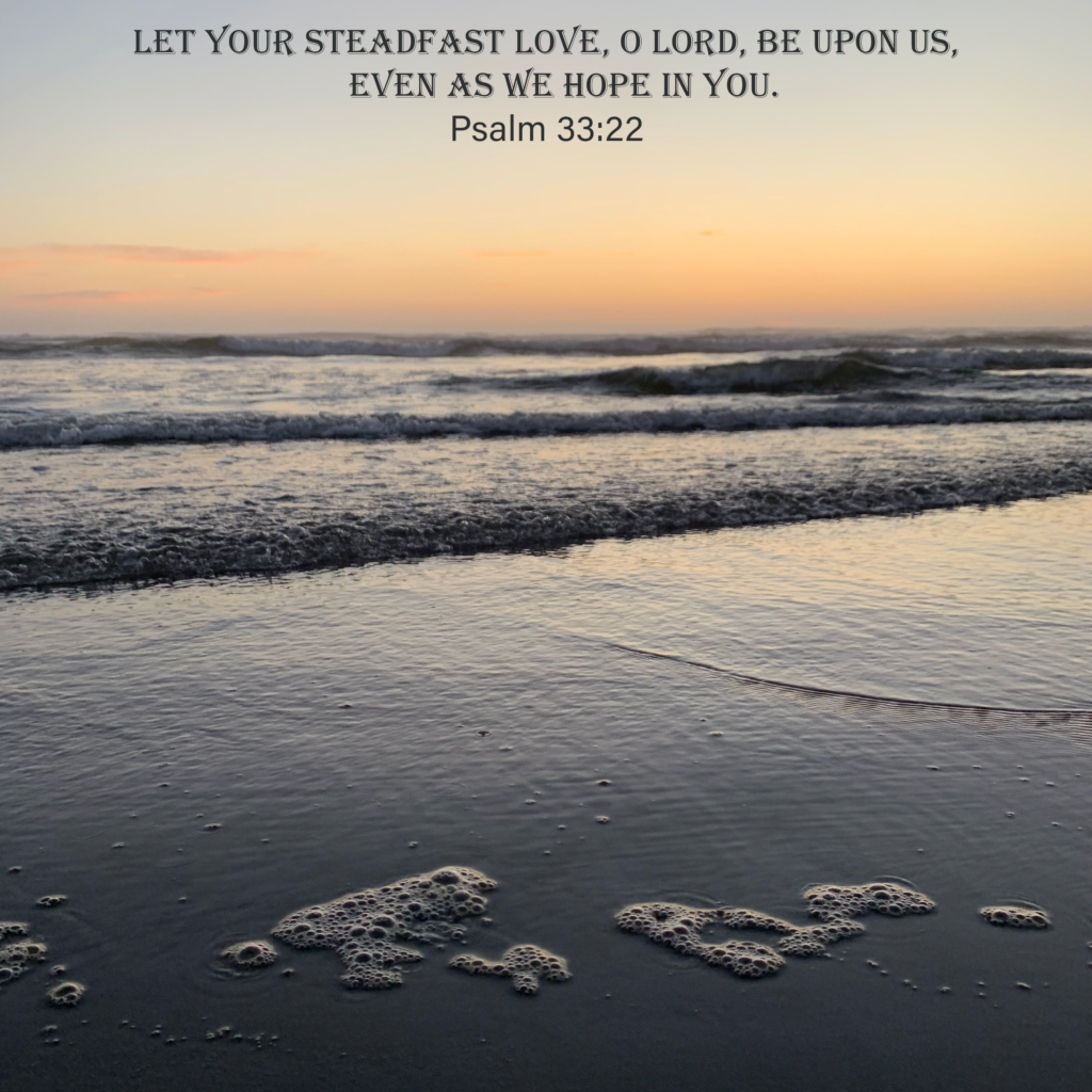 Let your steadfast love, O Lord, be upon us,     even as we hope in you. Psalm 33:22